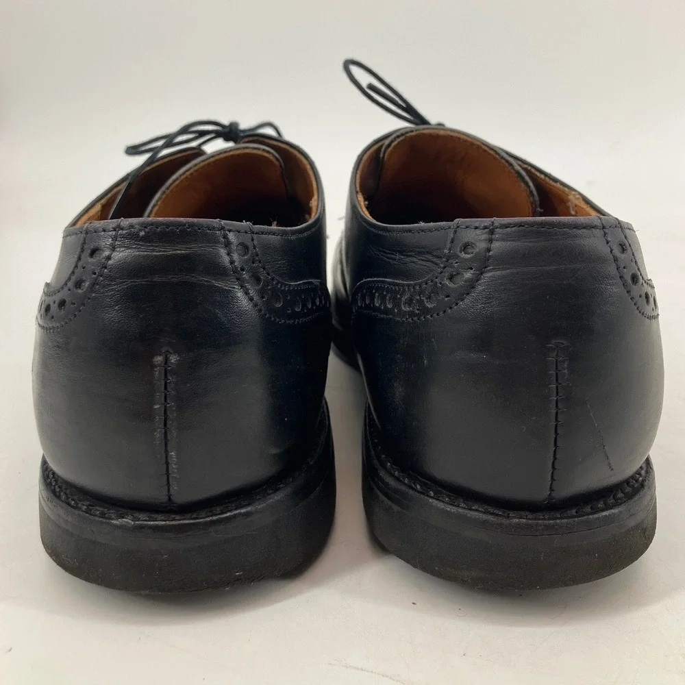 Allen‎ Edmonds Sanford Cap Toe Derby Mens 9 C Black Excellent Semi-Brogue 3408